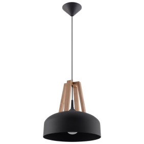 Lampa Wisząca Casco Czarna/Naturalne Drewno