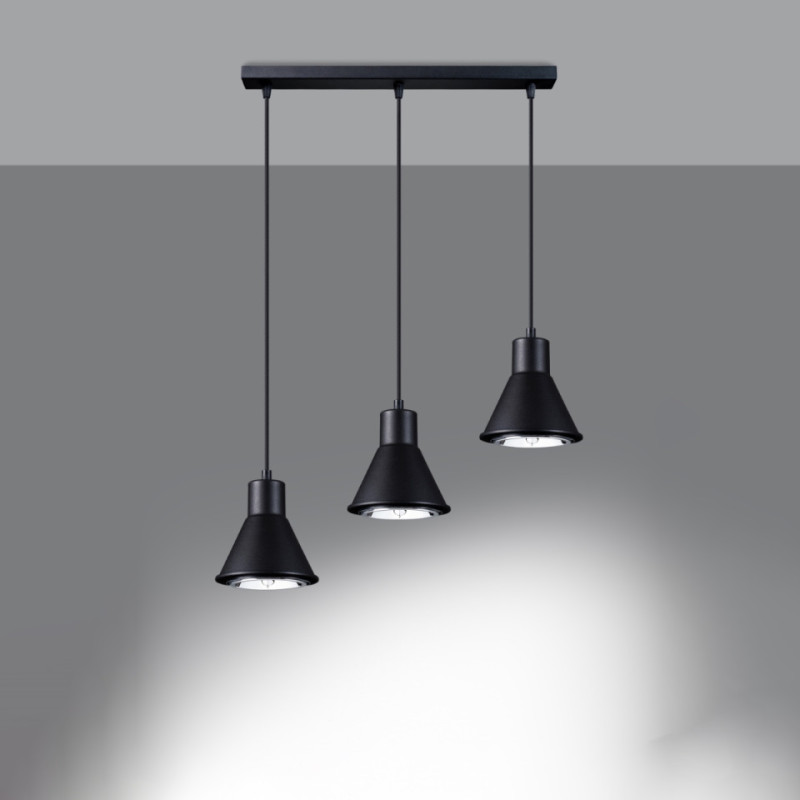 Lampa Wisząca Tazila 3 Czarna [Es111]