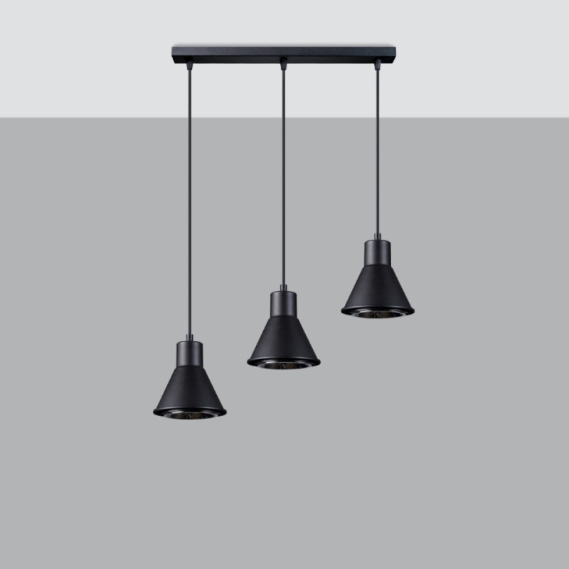 Lampa Wisząca Tazila 3 Czarna [Es111]