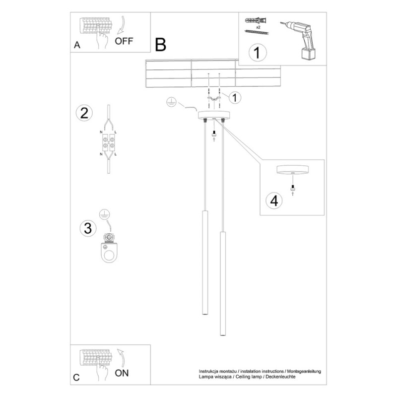 Lampa Wisząca Pastelo 2 Czarna