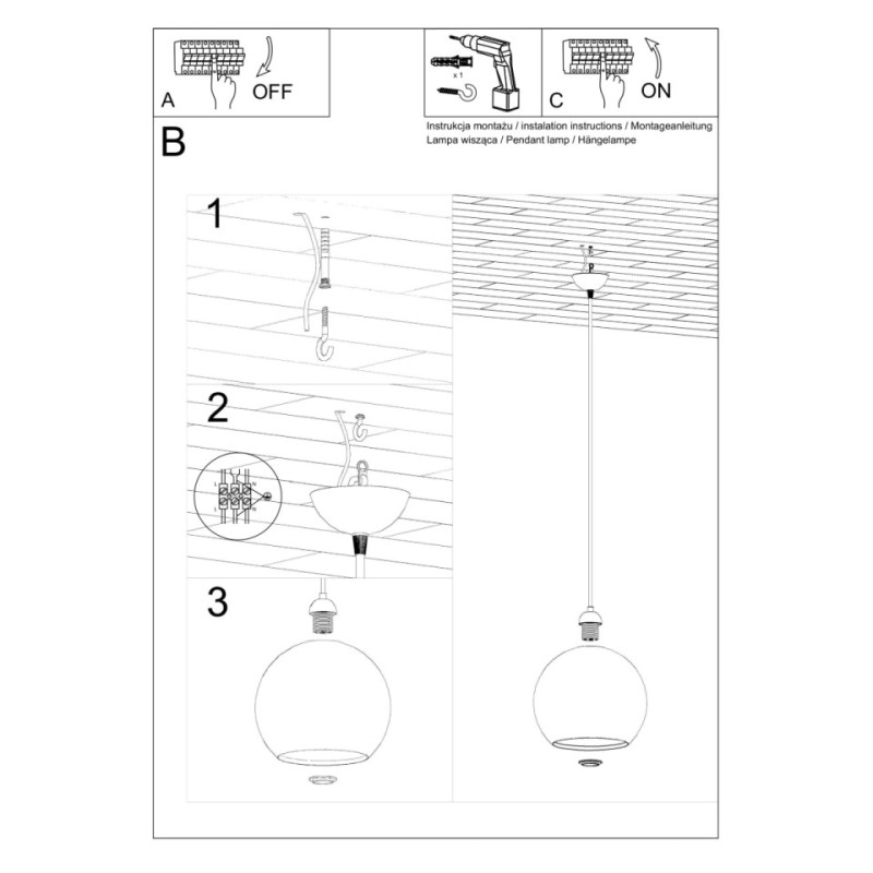 Lampa Wisząca Ball Transparentny