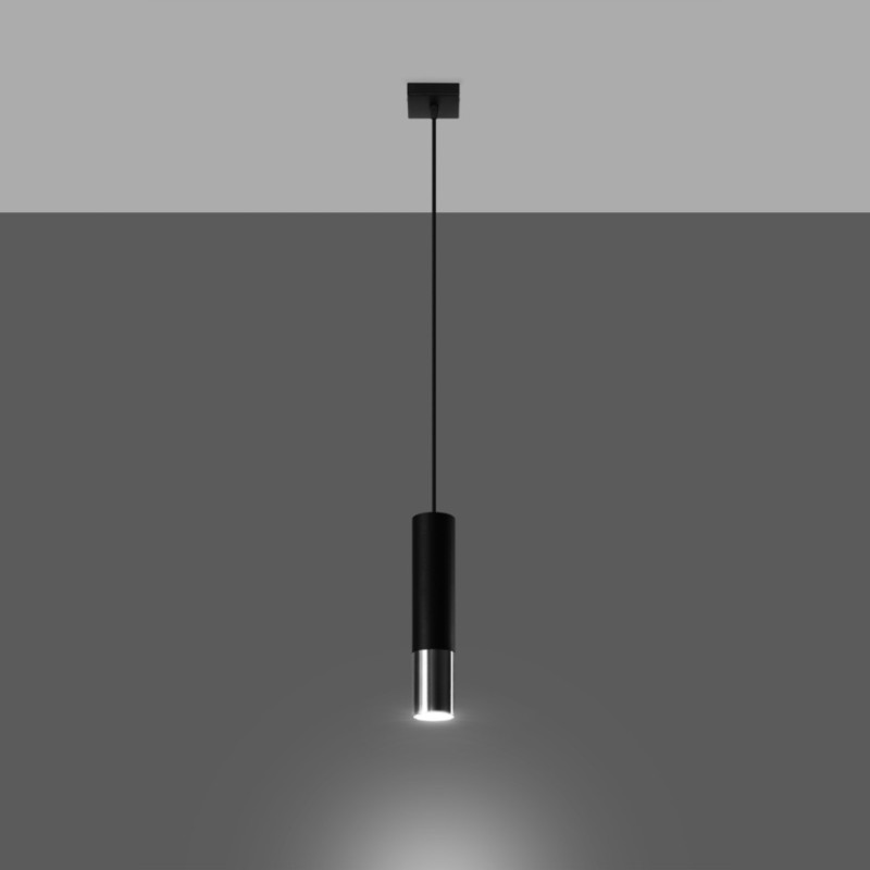 Lampa Wisząca Loopez 1 Czarny/Chrom