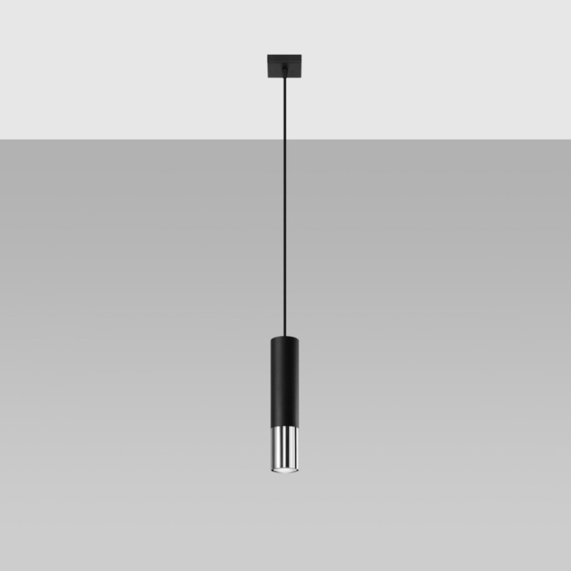 Lampa Wisząca Loopez 1 Czarny/Chrom