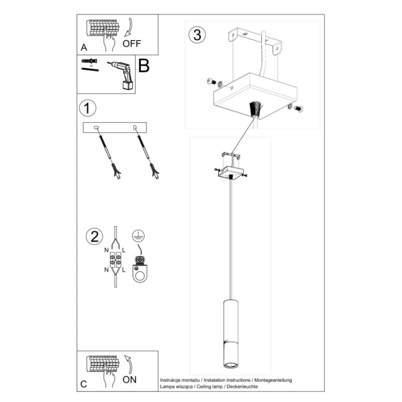 Lampa Wisząca Loopez 1 Czarny/Złoty