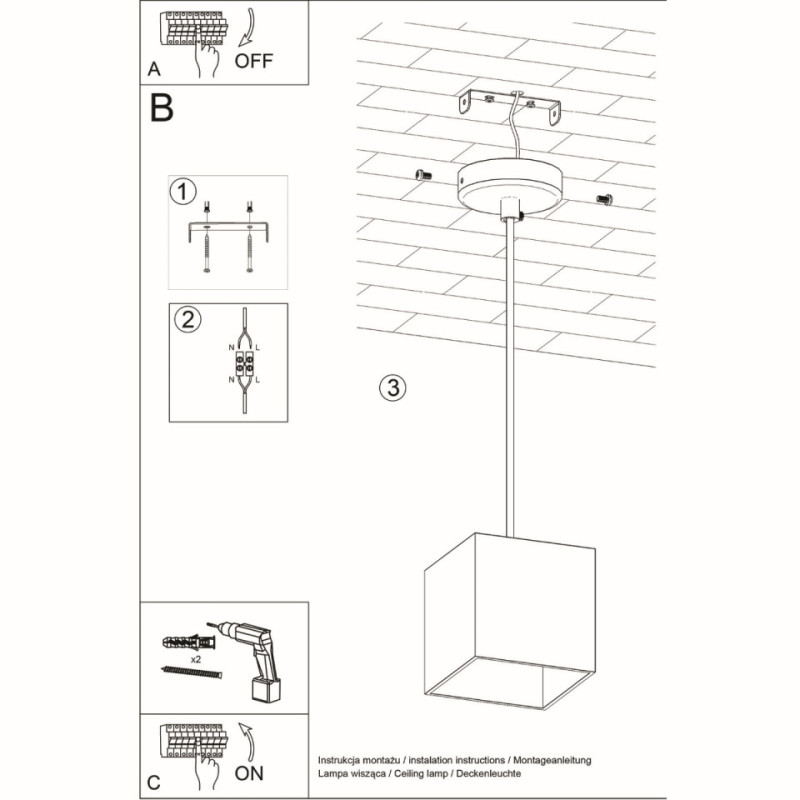 Lampa Wisząca Quad 1 Biały