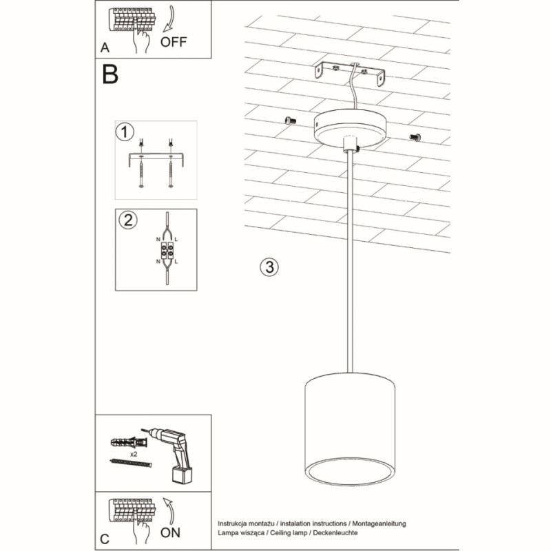 Lampa Wisząca Orbis 1 Biały