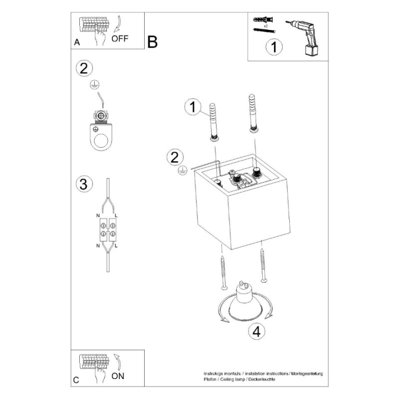 Plafon Quad 1 Biały