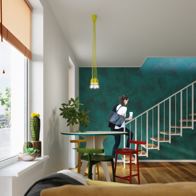 Lampa Wisząca Diego 3 Żółta