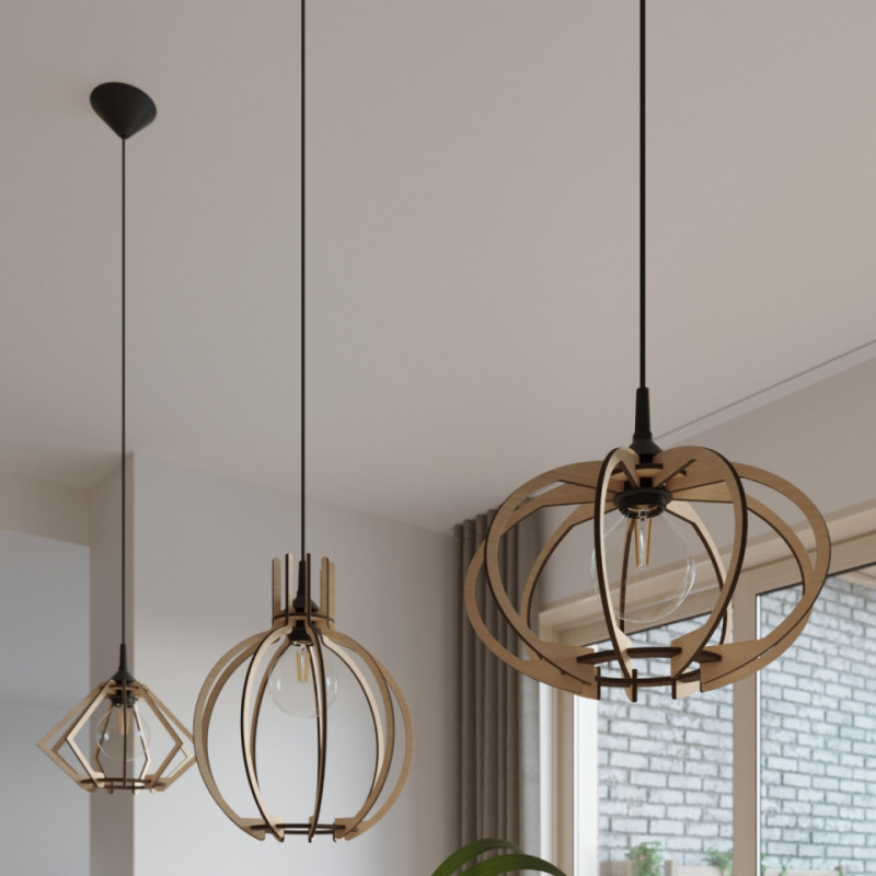 Lampa Wisząca Mandelino Naturalne Drewno