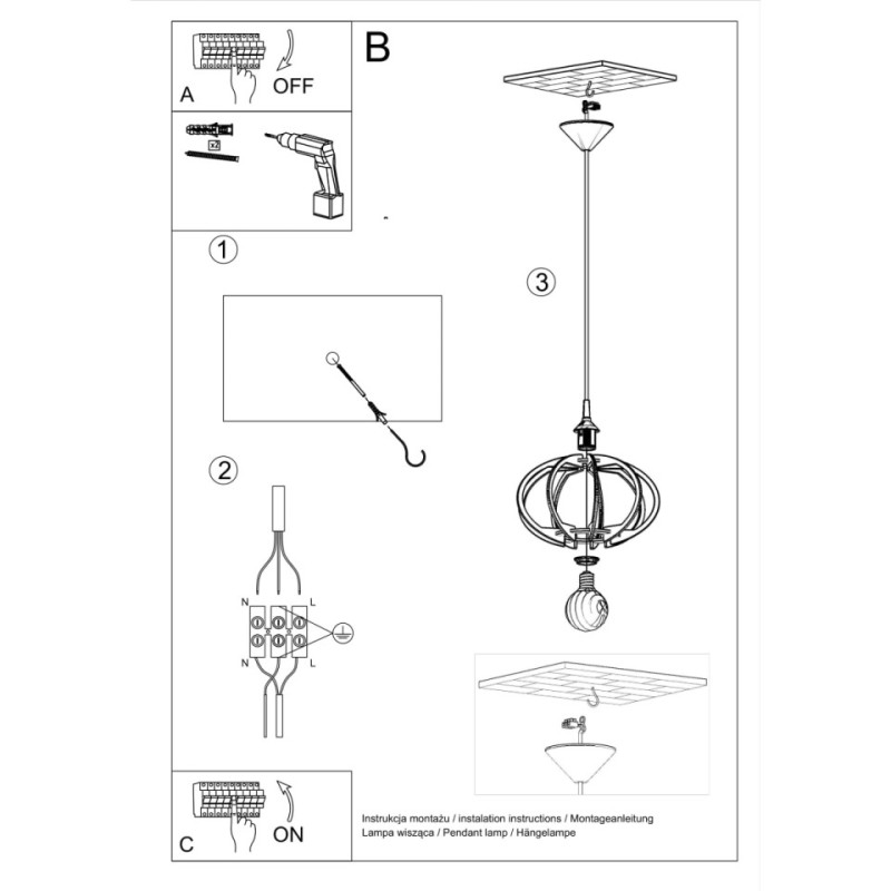 Lampa Wisząca Mandelino Naturalne Drewno