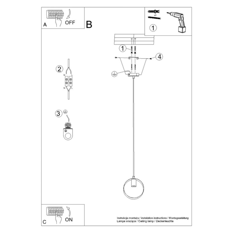 Lampa Wisząca Titran 1 Biała