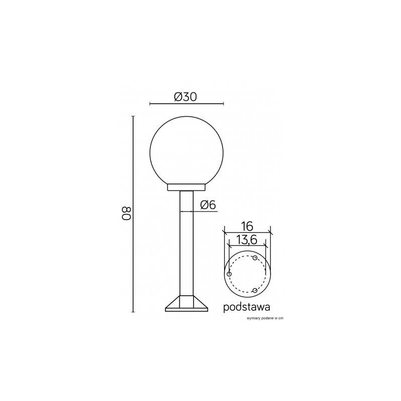 Lampa stojąca KULE K 5002/3/K 300 SU-MA - 80 CM