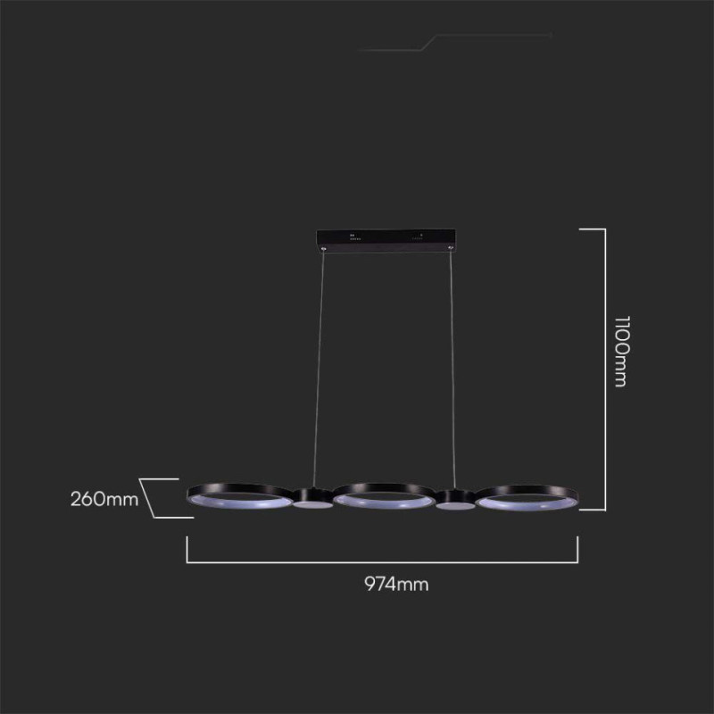 Oprawa Zwieszana V-Tac 38W Led Czarna Vt-7820 4000K 4560Lm