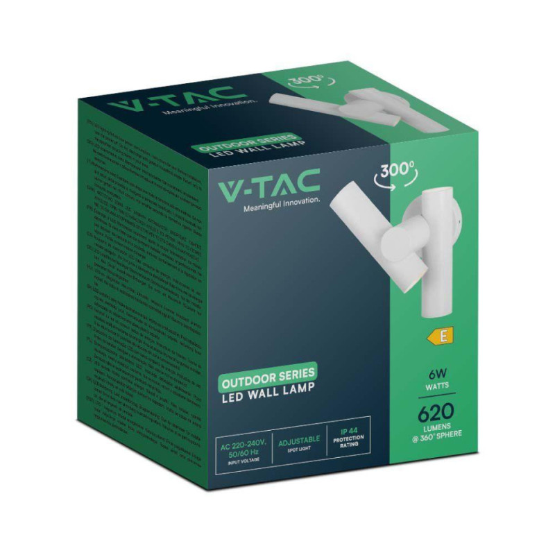 Kinkiet Ścienny V-Tac 2X2.6W Led Ip44 Biały Vt-1186 3000K 620Lm