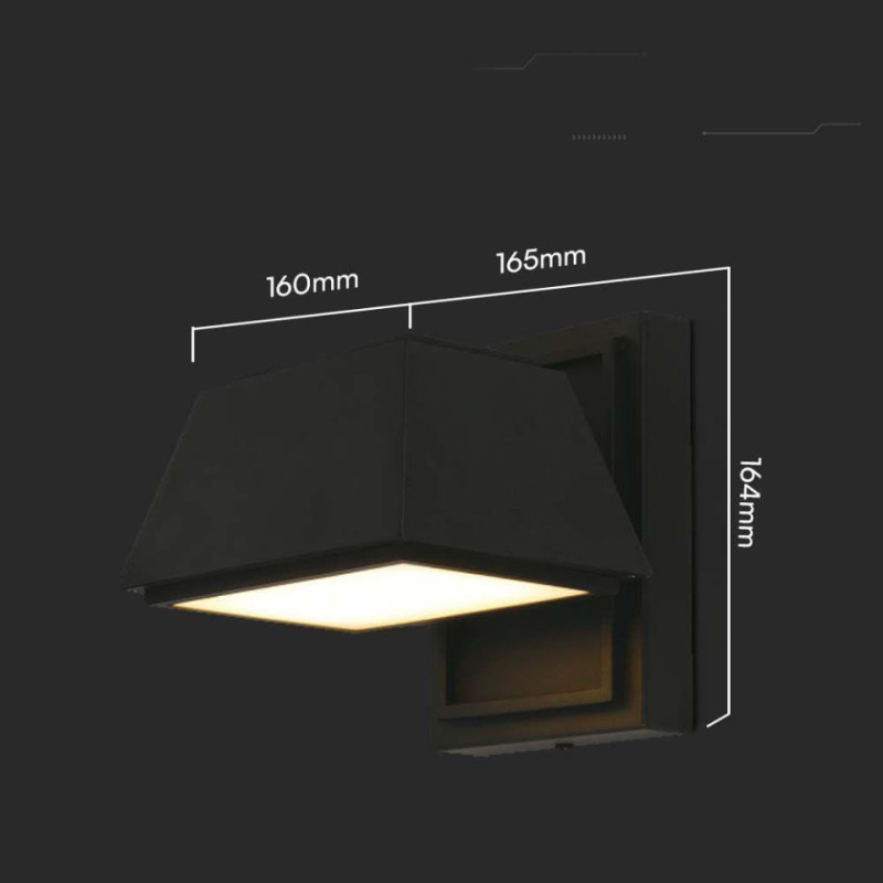 Kinkiet Cienny V-Tac 14W Led Czarny Gra D Ip65 Vt-1192 3000K 1950Lm