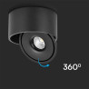 Oprawa Natynkowa Downlight V-Tac 20W Uchylna Cri90 Cct Czarna Vt-2825 3000K-4000K-6400K 1408Lm
