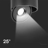 Oprawa Natynkowa Downlight V-Tac 20W Uchylna Cri90 Cct Czarna Vt-2825 3000K-4000K-6400K 1408Lm