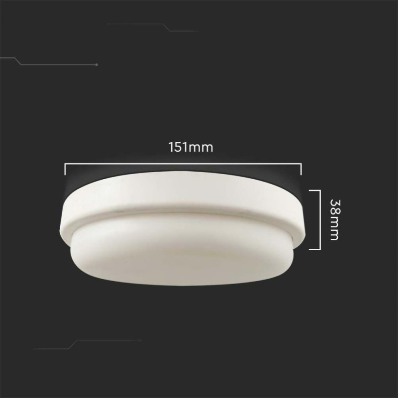 Plafon V-Tac 12W Led Okrągły 151X38Mm Ip54 Vt-8095 4000K 1160Lm