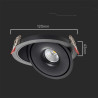 Oprawa V-Tac Led Uchylny Downlight 12W Led Cob Cri90+ Cct Czarna Vt-2512 3000K-4000K-6400K 785Lm