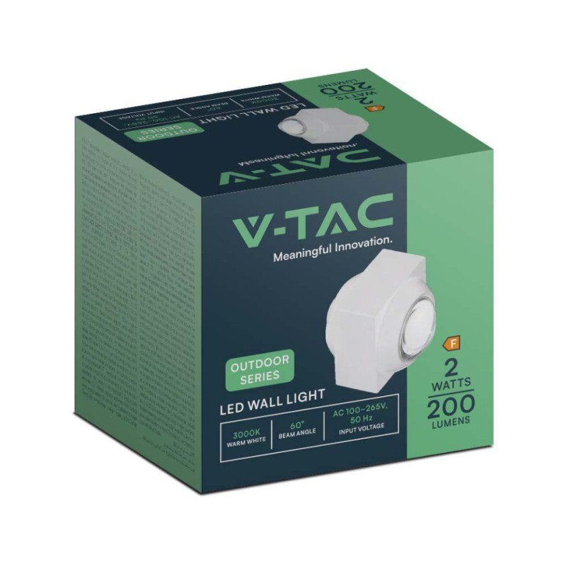Oprawa Ścienna Góra Dół V-Tac 2W Led Ip54 Biała Vt-2503 4000K 200Lm
