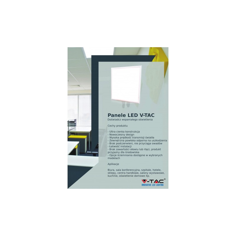 Panel LED V-TAC 45W 600x600 VT-6068 6400K UGR 3600lm PMMA