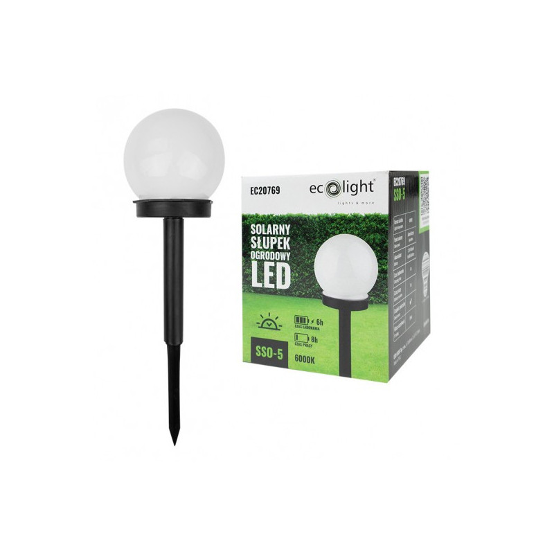 Solarny Słupek Ogrodowy Led Okrągły Klosz Sso-5
