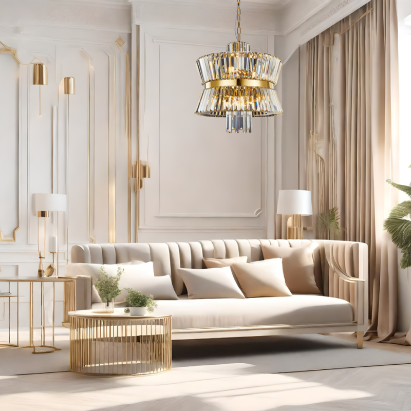 Żyrandol Złoty W Stylu Glamour Aurelia 12Xe14