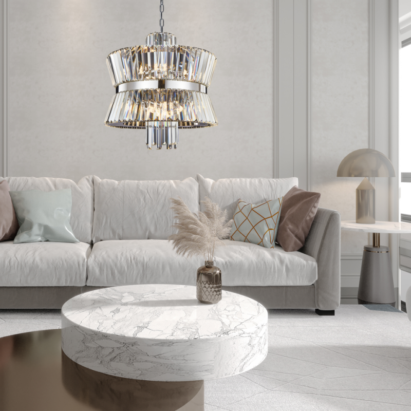 Lampa Z Kryształkami Wisząca Aurelia Chrome 12Xe14