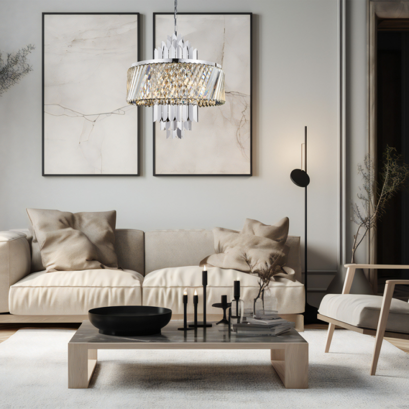 Lampa Wisząca Glamour Z Kryształami Margot Chrome 9Xe14