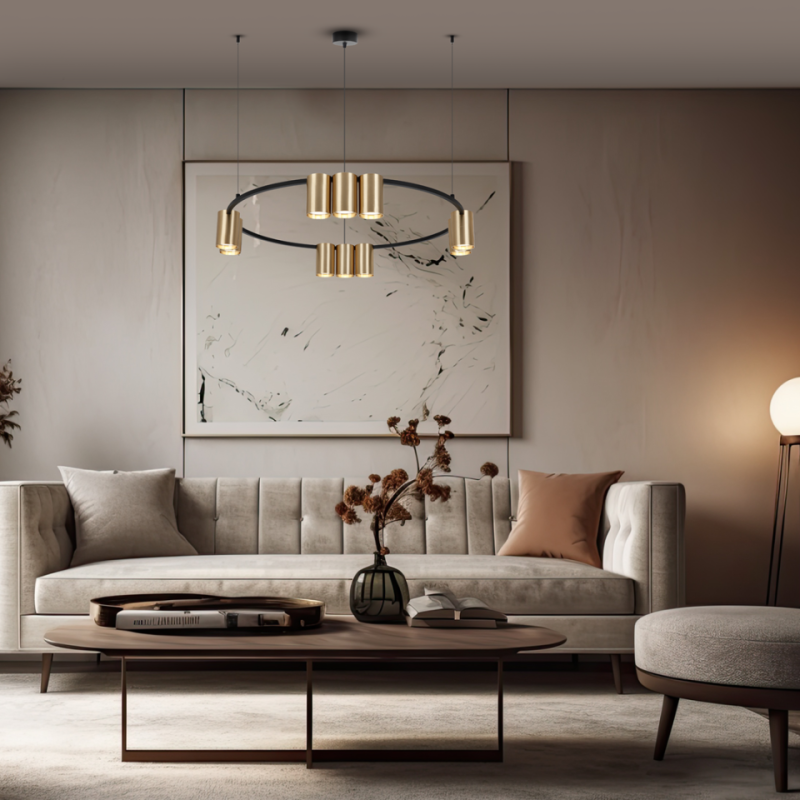 Lampa Wisząca (Koło) Genesis Czarno Złota 10Xgu10