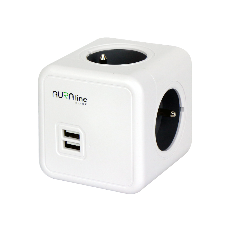 Aura Line Cube Rozgałęźnik 4 Gniazda 2Xusb