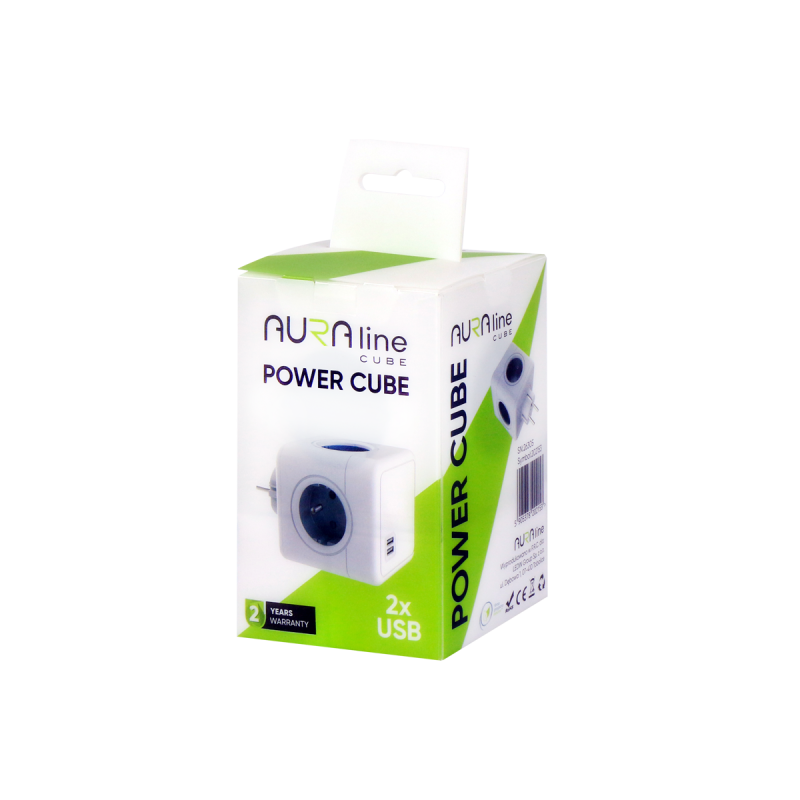 Aura Line Cube Rozgałęźnik 4 Gniazda 2Xusb