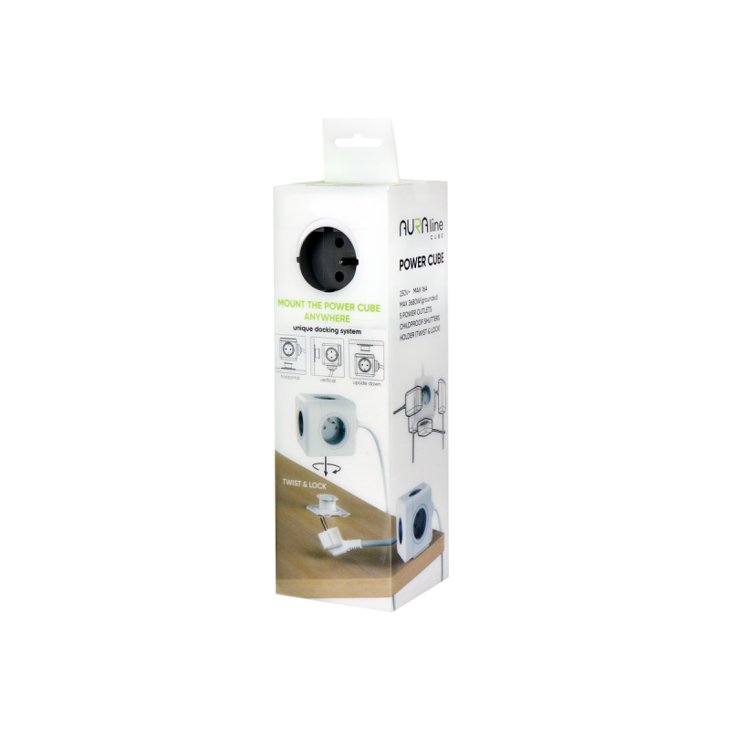 Aura Line Cube Przedłużacz 5 Gniazd 1,5M 16A/3680W