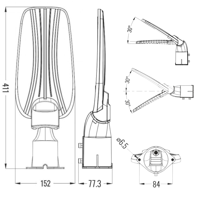 Schematy i wymiary Lampa Uliczna EC20403 Premium 50W 4000K 130Lm/W Ip65