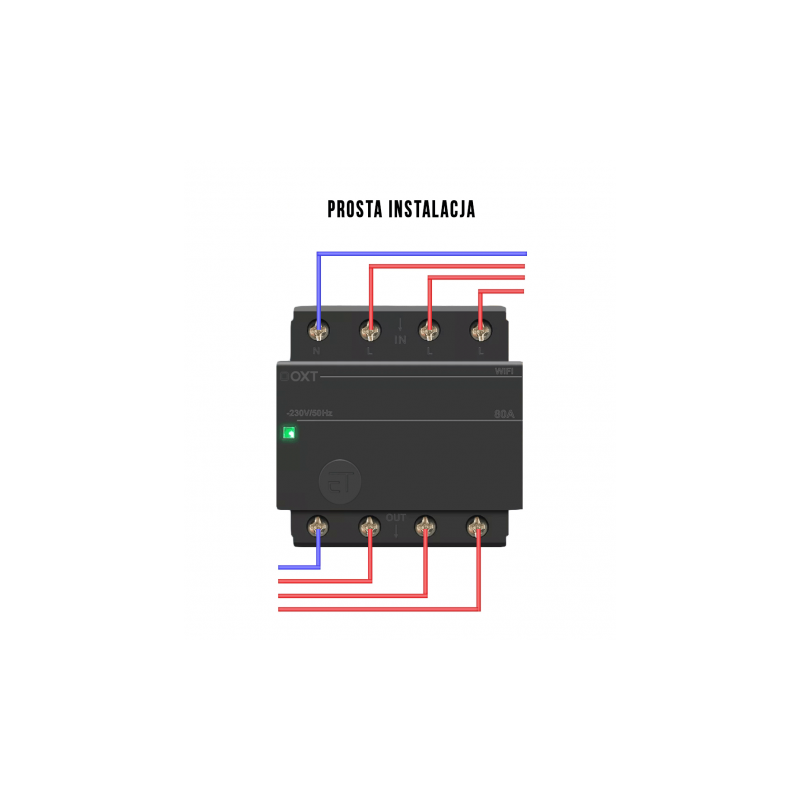 Sterownik 3 fazowy OXT 80A 4P 72mm DIN WiFi