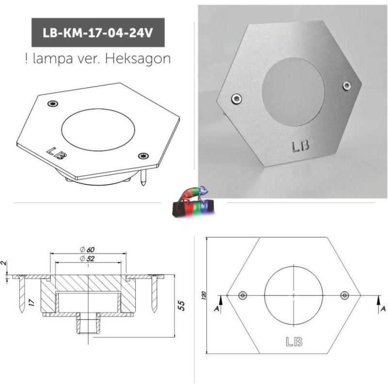 Oprawa Najazdowa Ledbruk Stal Heksagon 24V Cct