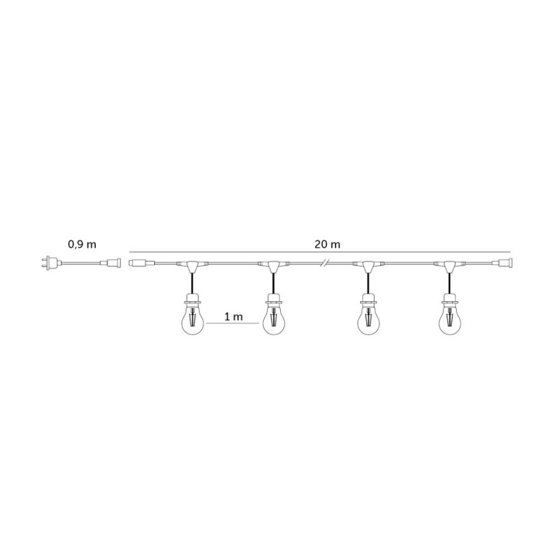Girlanda Baja Led Set 20 Metrów  + 20 Żarówek 1W