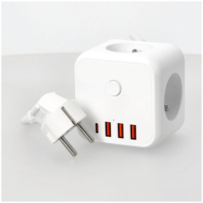 Przedłużacz Kobi Linea Pro Cube C 3-Gniazda 1,5M Z Uz. I Wył. + 4Xusb