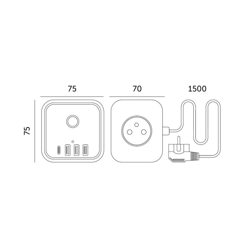 Przedłużacz Kobi Linea Pro Cube C 3-Gniazda 1,5M Z Uz. I Wył. + 4Xusb