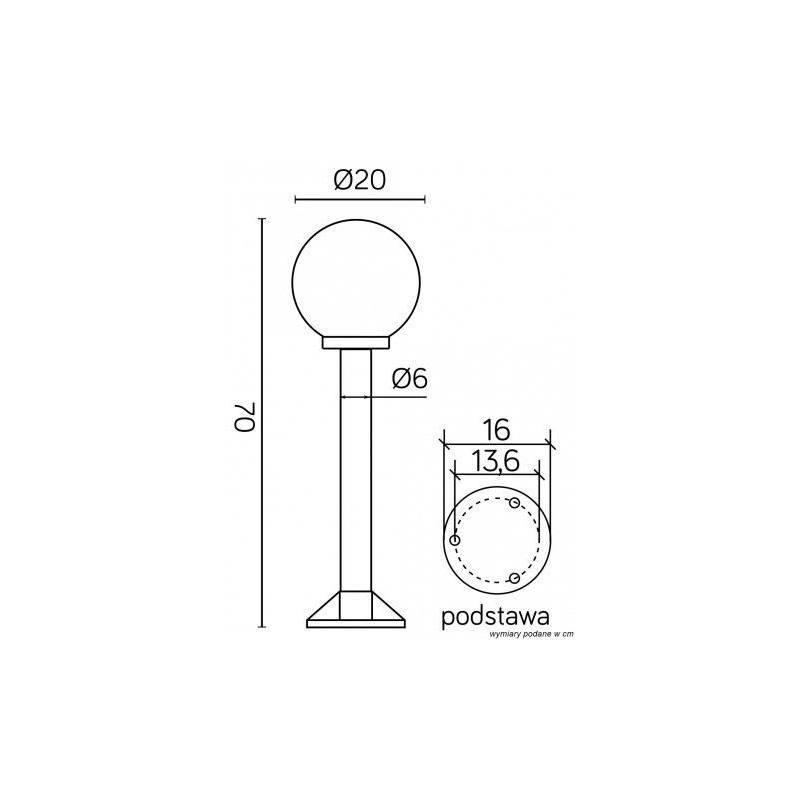 Lampa stojąca  KULE K 5002/3/K 200 SU-MA - 70 CM