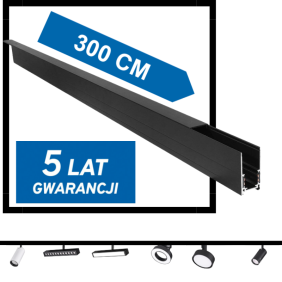 Szyna Magnetyczna Natynkowa 3 metrowa Ll-20B 300Cm Czarna