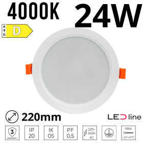Plafon podtynkowy 24W 2550Lm 4000K Okrągły 200821