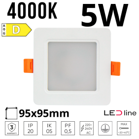 Plafon kwadratowy Molly  biały 5W 500Lm 4000K 201040 LED line