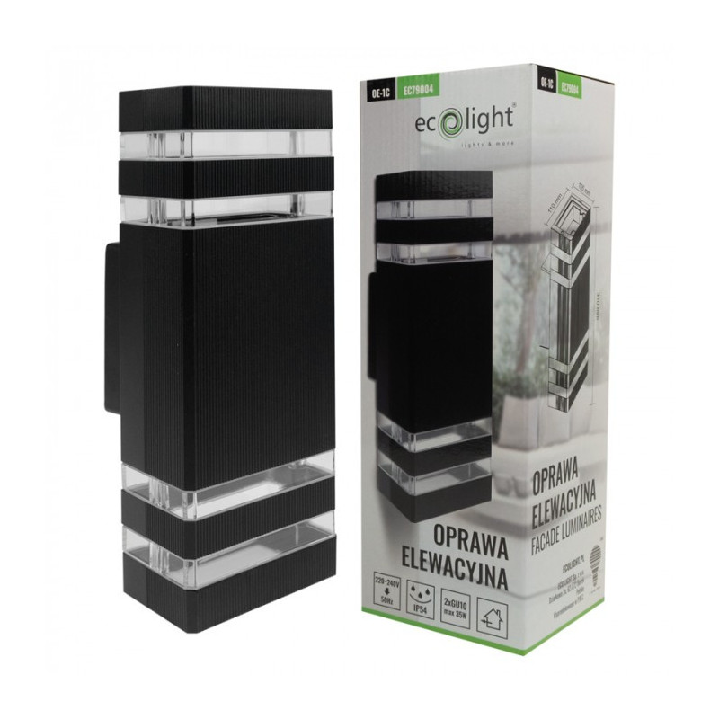 Oprawa Elewacyjna Oe-1C 2Xgu10 Ip54 Czarna
