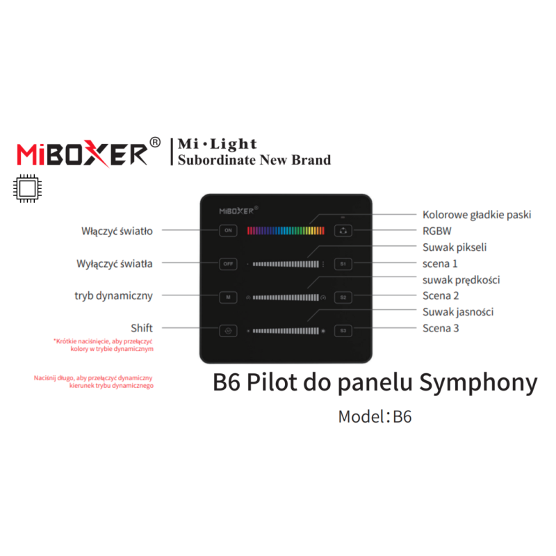 Panel Ścienny B6 Miboxer Pilot Do Taśm Led Cyfrowych B6-B