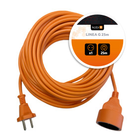 Przedłużacz Linea G 1Gn/25M/Bu/2X1Mm Pomarańczowy Kobi