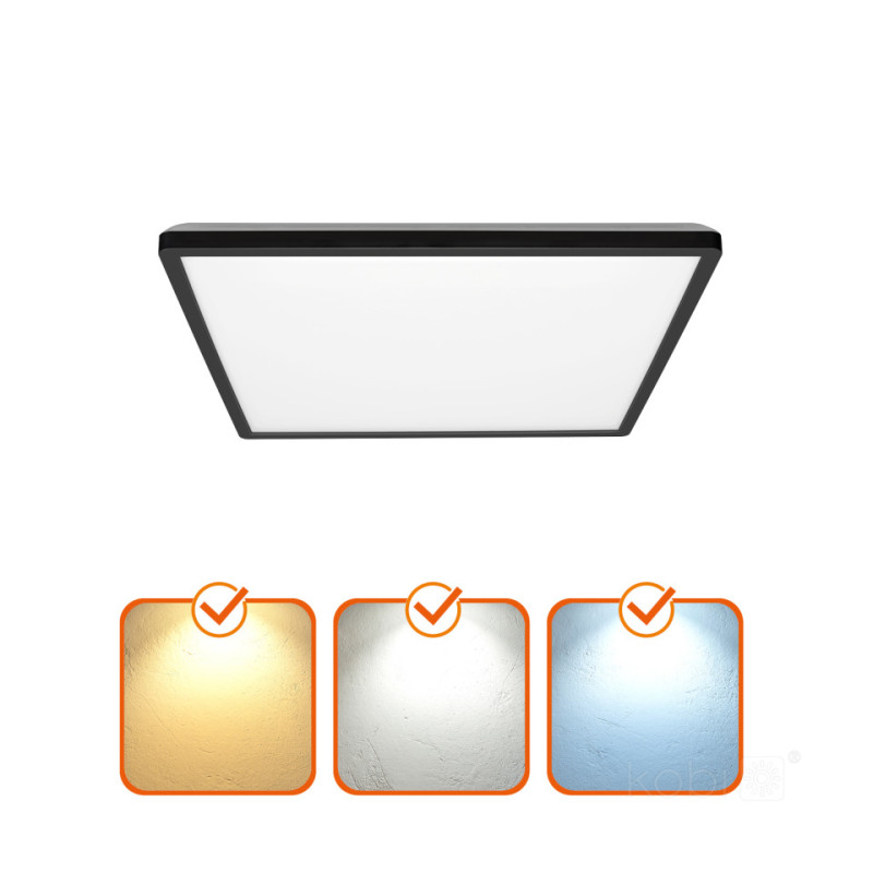 Plafon Led Nivera Square 12W 3Cct Ip54 Czarny Kobi Premium