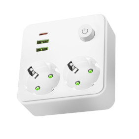 Rozgałęźnik Linea Pro Fl2 2Gn+2Usb/1Usb-C Biały Kobi