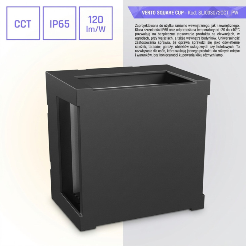 Verto Square Cup 10W Cct 230V Ip65 160X160X110Mm Czarny