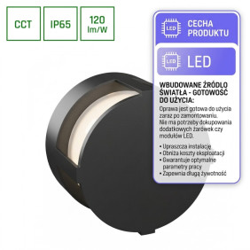 Verto Round Cup 10W Cct 230V Ip65 170X110Mm Czarny